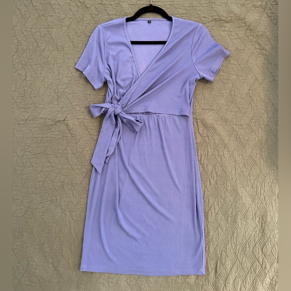 Maternity Dress Short Sleeve Wrap Bodycon Pregnancy Clothes for Baby Shower - Picture 2 of 12